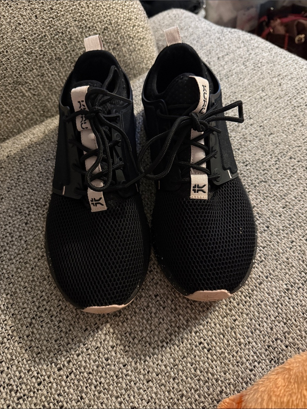 KURU Women's Black Athletic Sneakers with Light Pink Accents